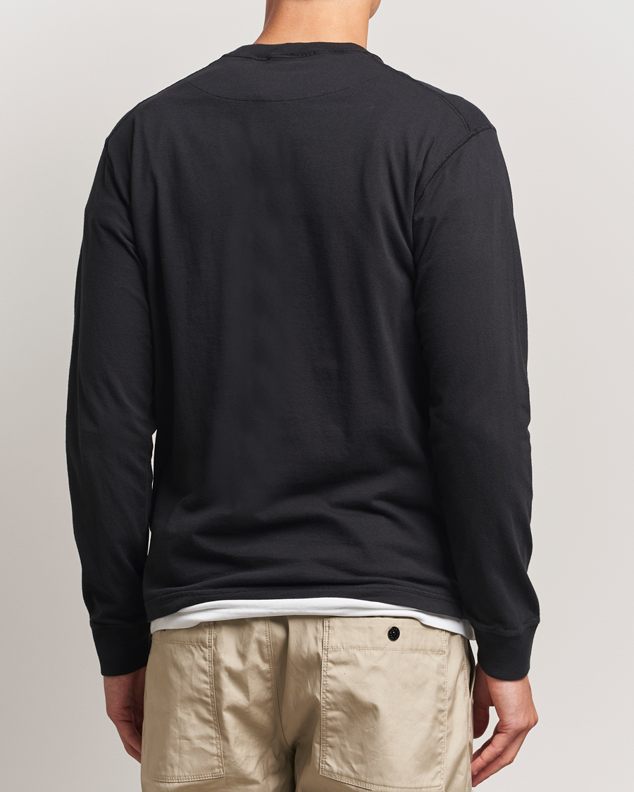 Herr | T-Shirts | Stone Island | Long Sleeve Garment Dyed Cotton Jersey T-Shirt Black
