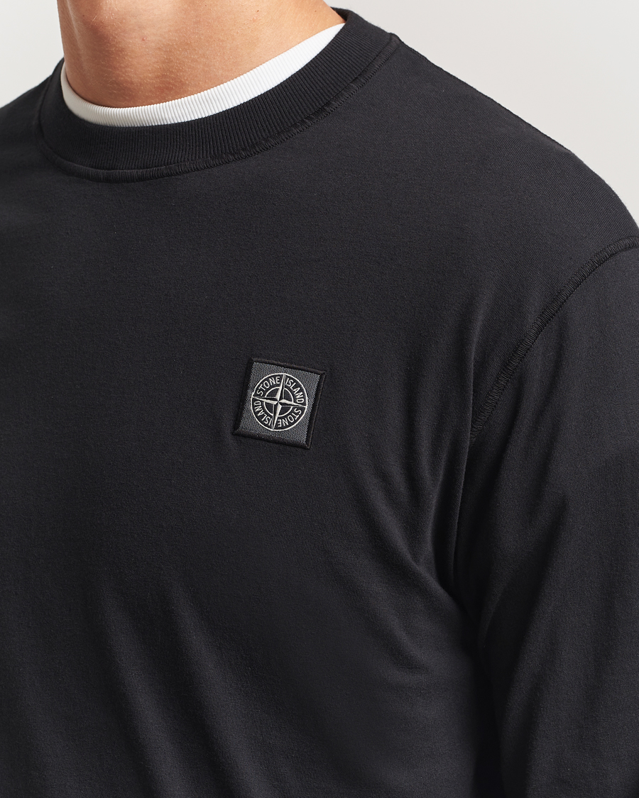 Herr | T-Shirts | Stone Island | Long Sleeve Garment Dyed Cotton Jersey T-Shirt Black