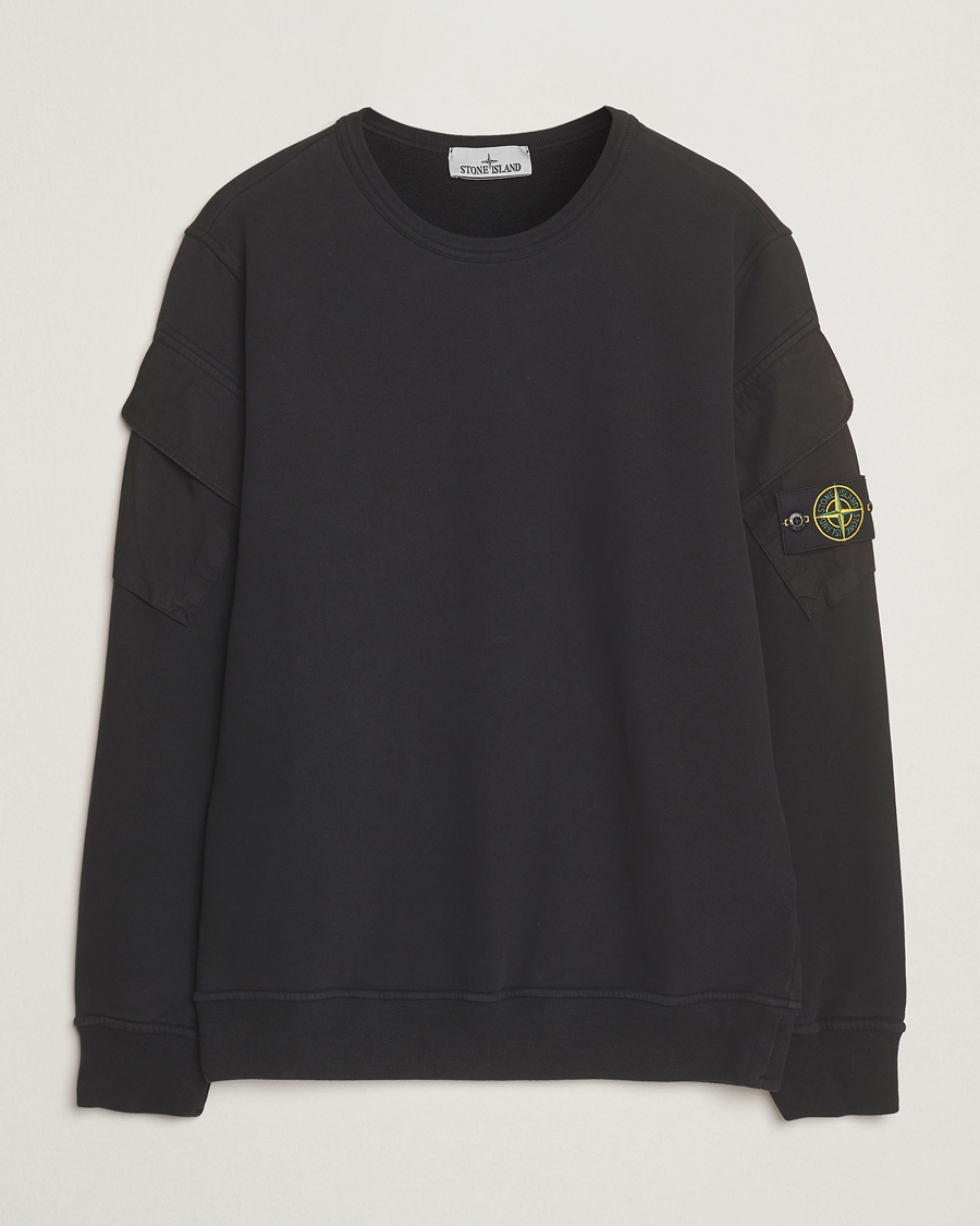 Herr | Tröjor | Stone Island | Organic Cotton Fleece Arm Pocket Sweatshirt Black