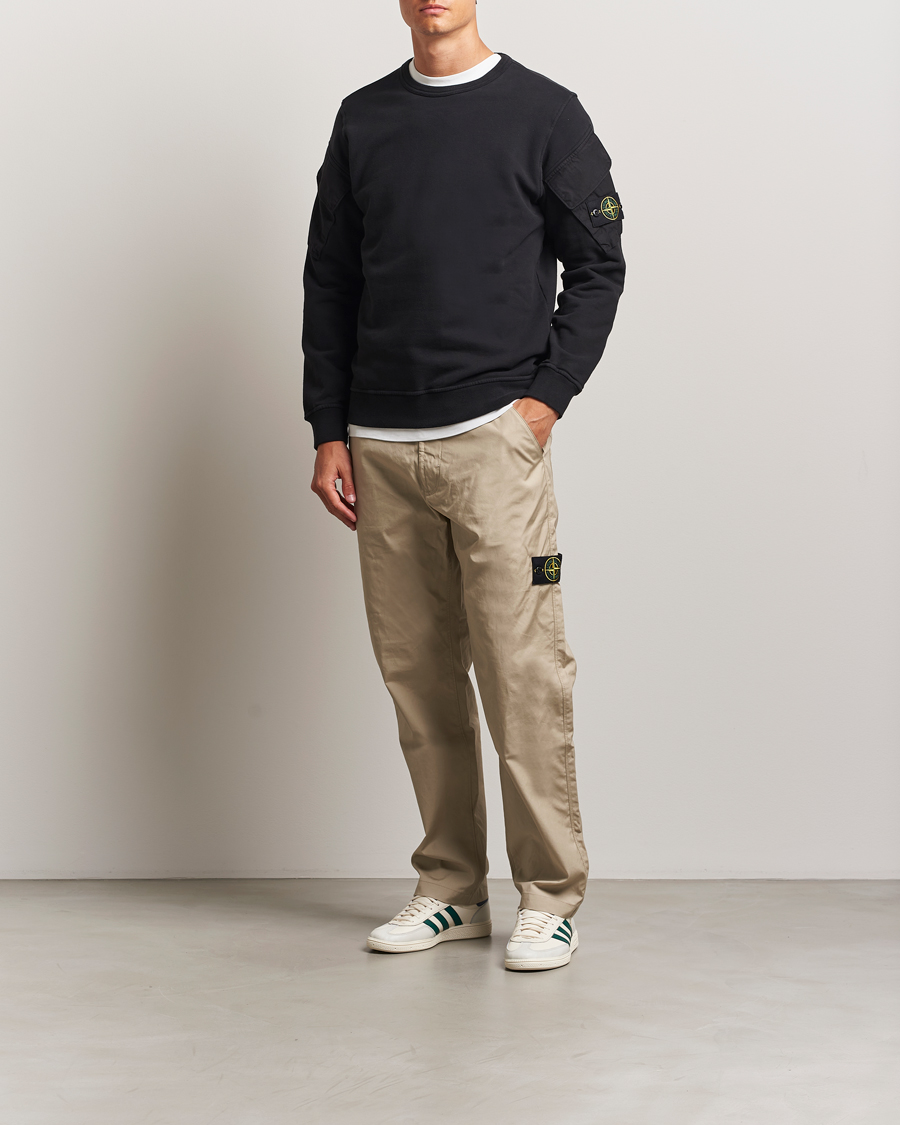 Herr | Tröjor | Stone Island | Organic Cotton Fleece Arm Pocket Sweatshirt Black