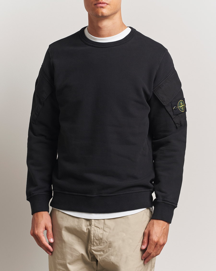 Herr | Tröjor | Stone Island | Organic Cotton Fleece Arm Pocket Sweatshirt Black