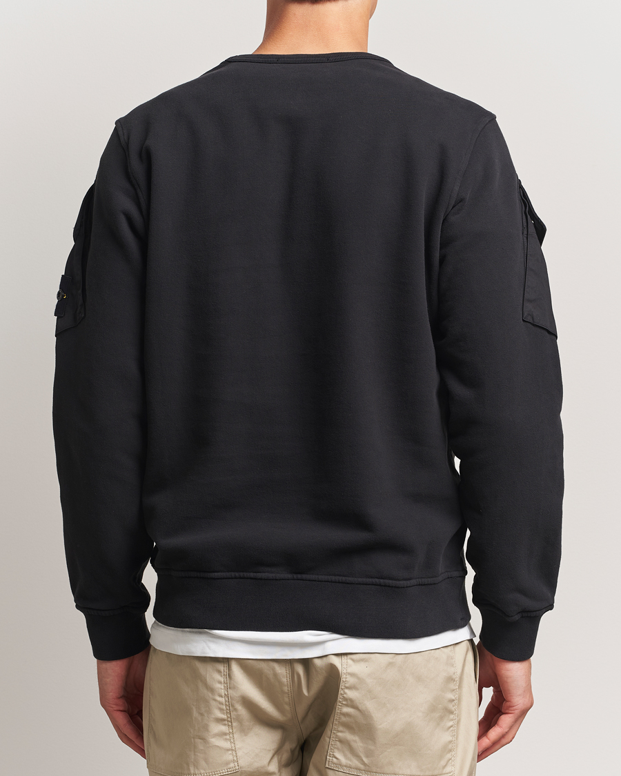 Herr | Tröjor | Stone Island | Organic Cotton Fleece Arm Pocket Sweatshirt Black