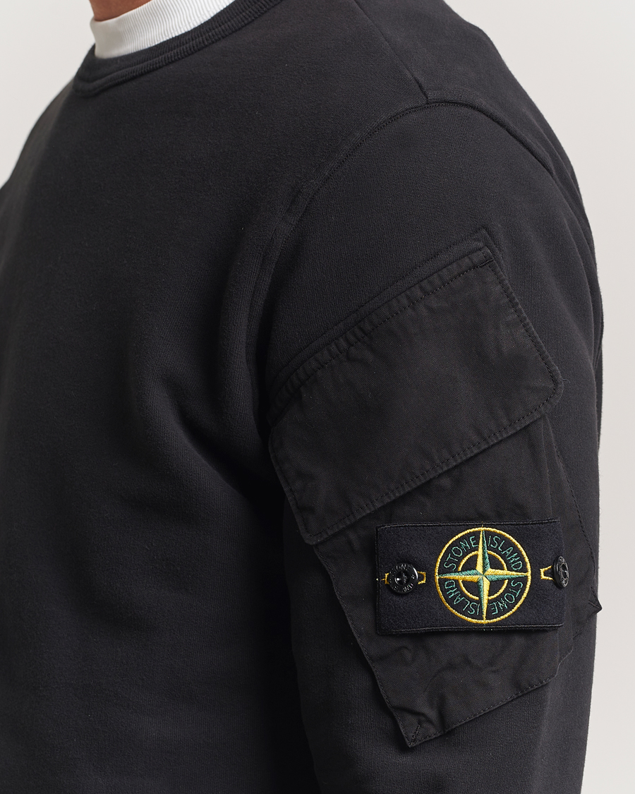 Herr | Tröjor | Stone Island | Organic Cotton Fleece Arm Pocket Sweatshirt Black
