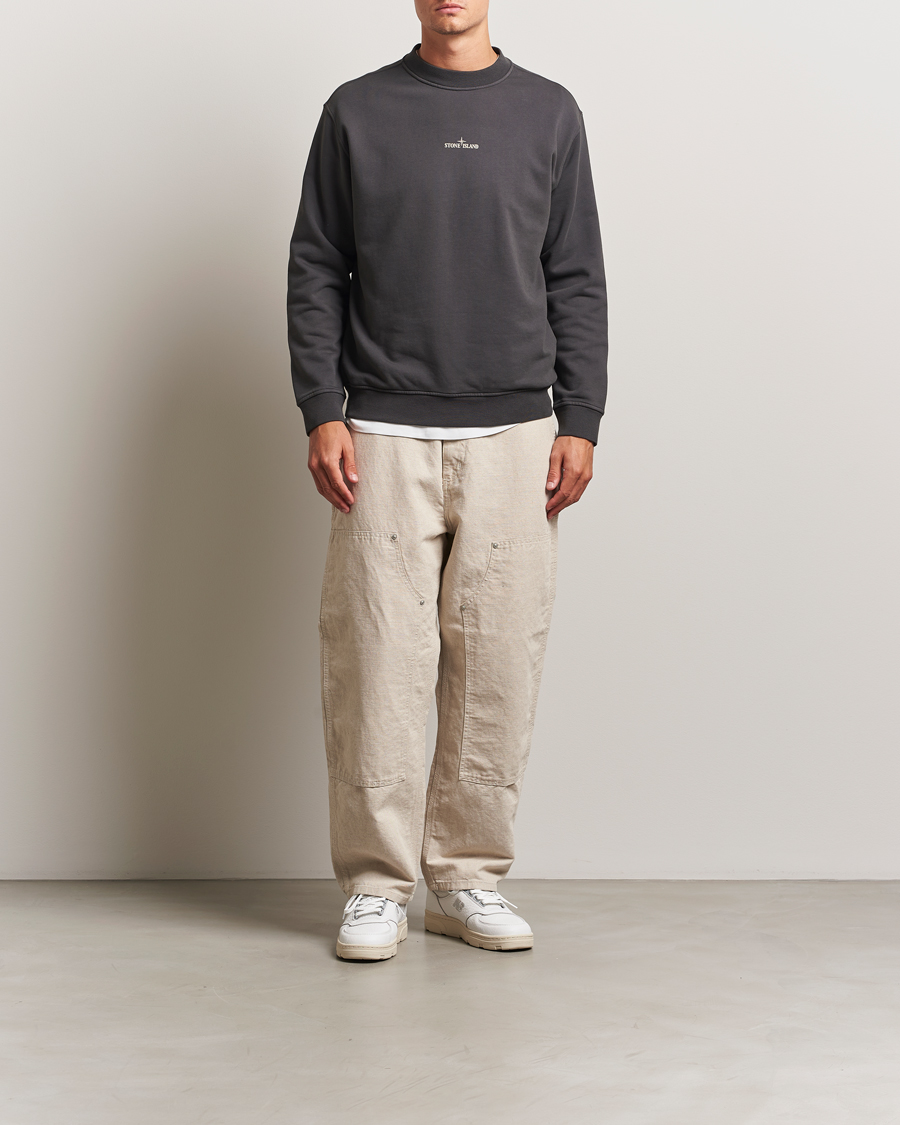 Herr | Tröjor | Stone Island | Cotton Fleece Backprint Sweatshirt Lead Grey