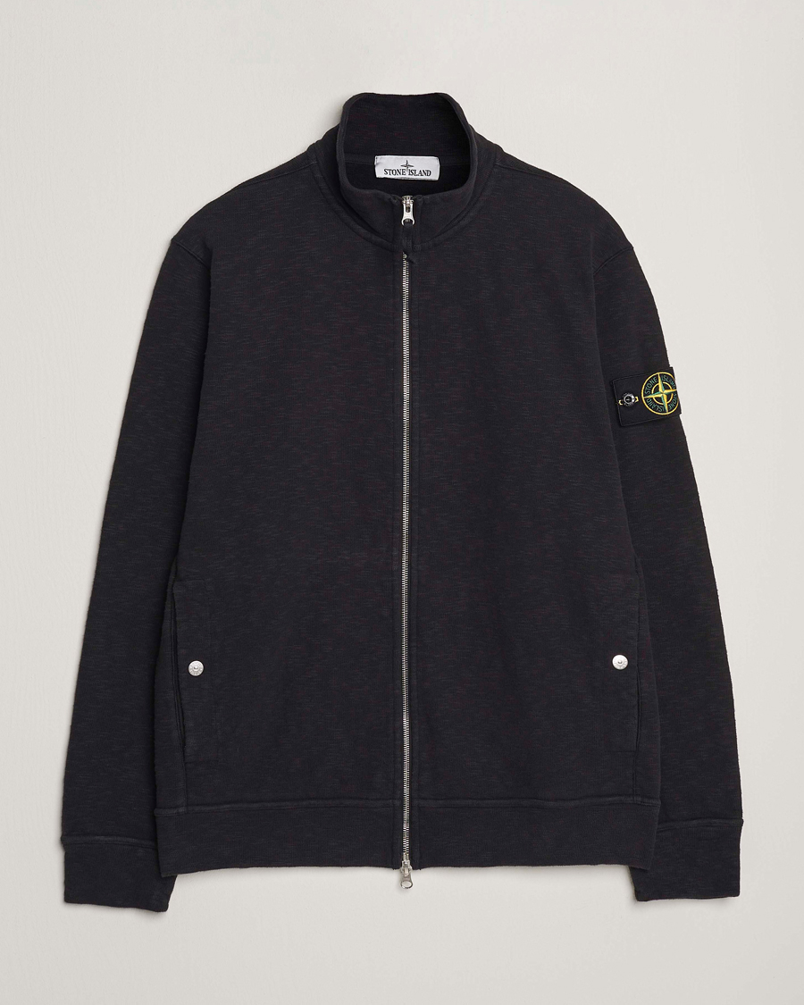 Herr | Tröjor | Stone Island | Vanisé Brushed Heavy Cotton Full Zip Black