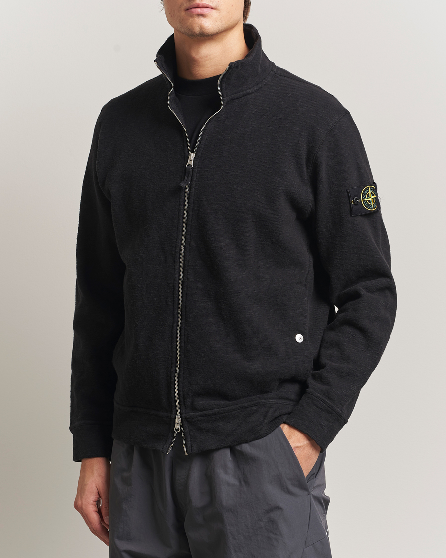 Herr | Tröjor | Stone Island | Vanisé Brushed Heavy Cotton Full Zip Black