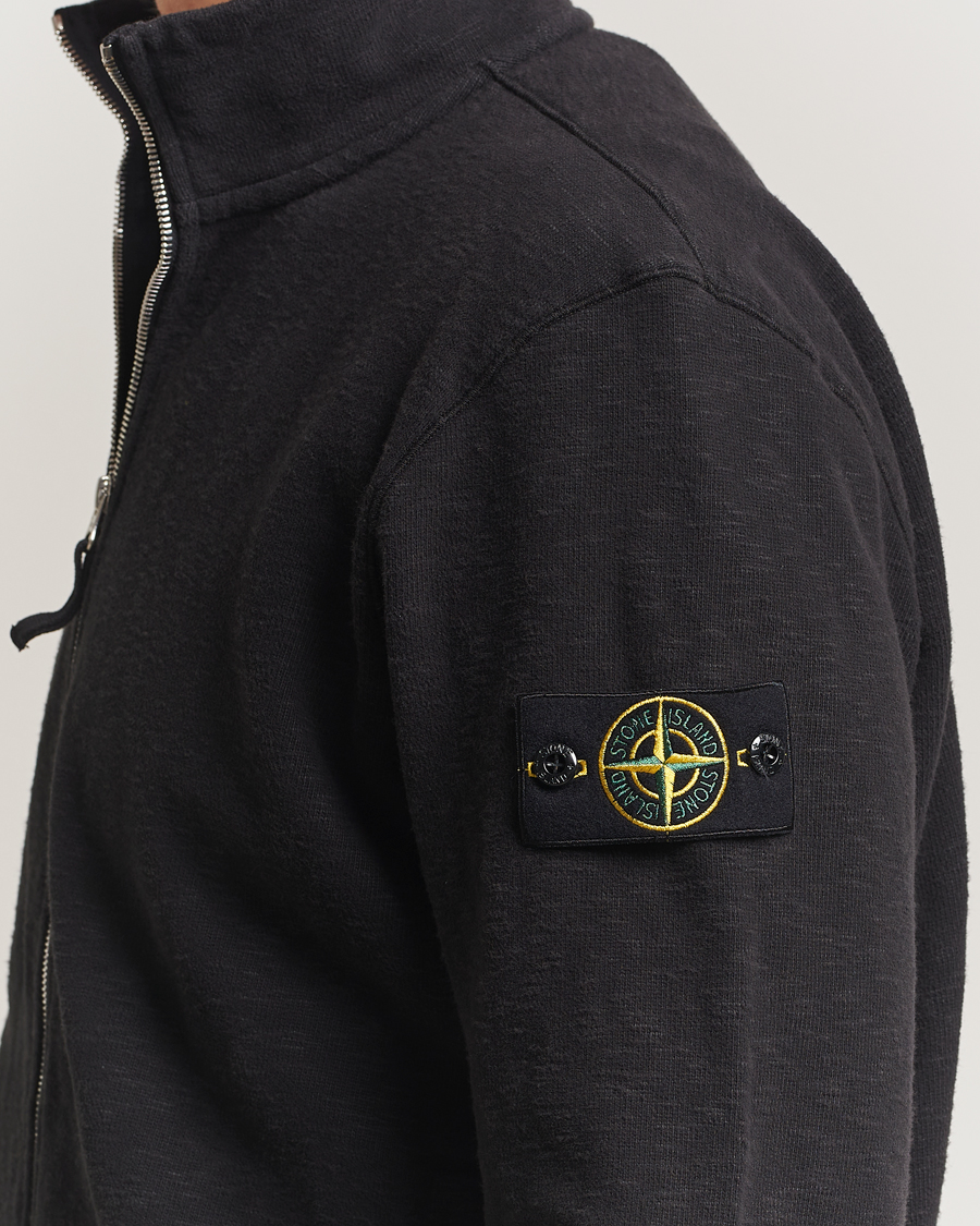 Herr | Tröjor | Stone Island | Vanisé Brushed Heavy Cotton Full Zip Black
