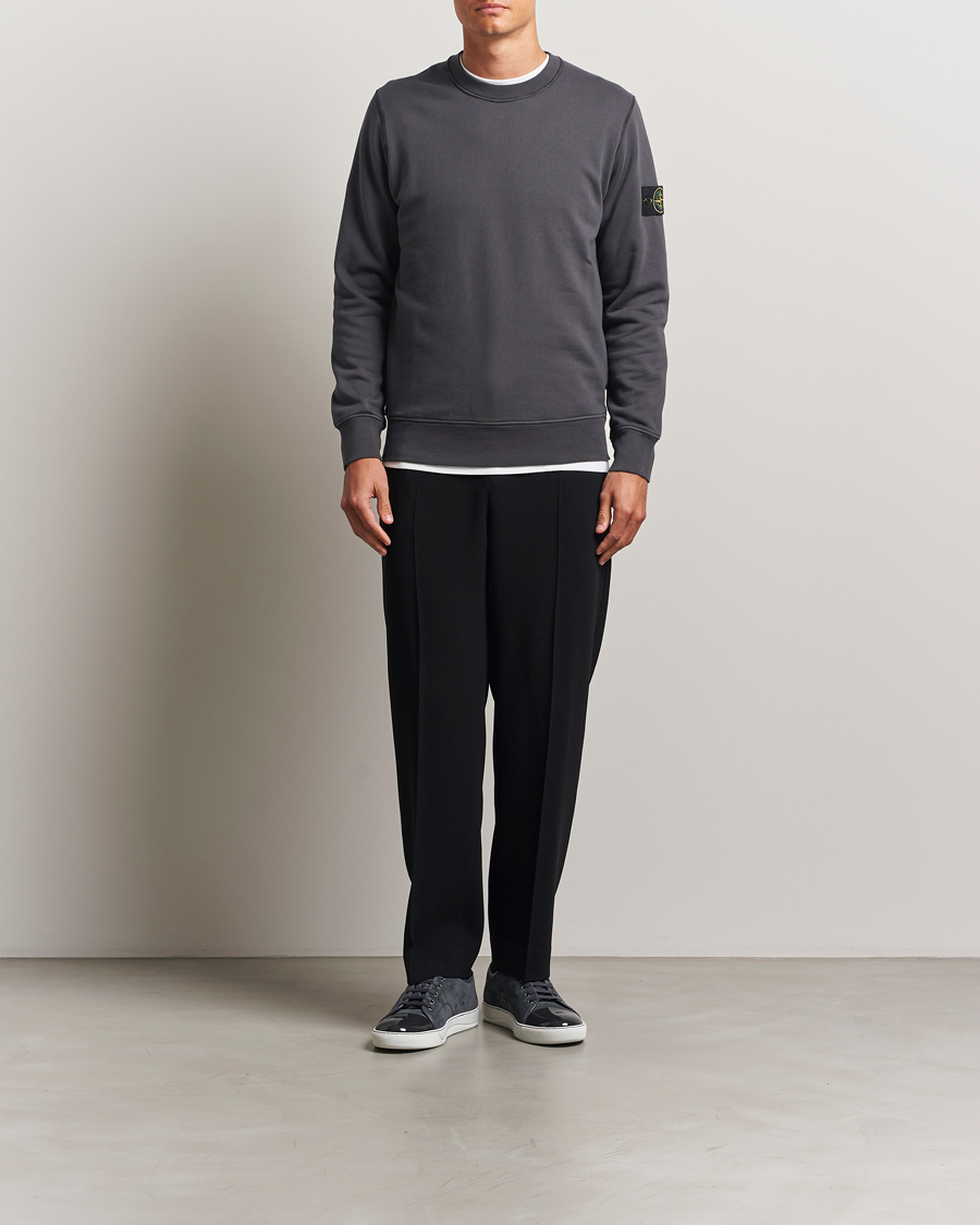 Herr | Tröjor | Stone Island | Garment Dyed Fleece Sweatshirt Lead Grey