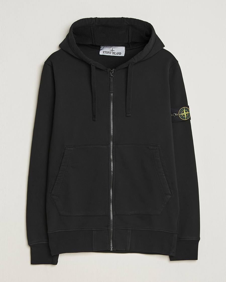 Herr | Tröjor | Stone Island | Garment Dyed Fleece Full-Zip Hood Black