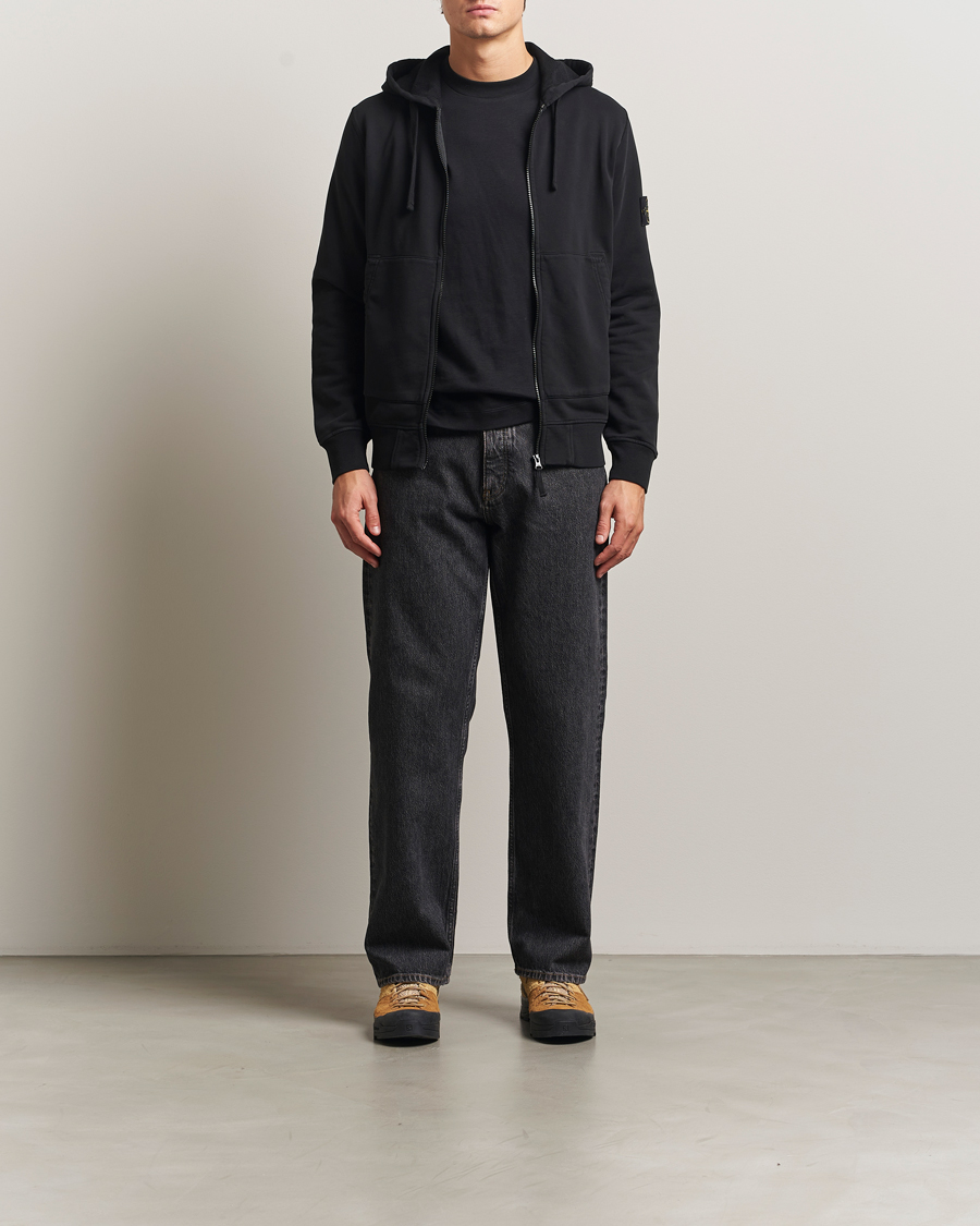 Herr | Tröjor | Stone Island | Garment Dyed Fleece Full-Zip Hood Black