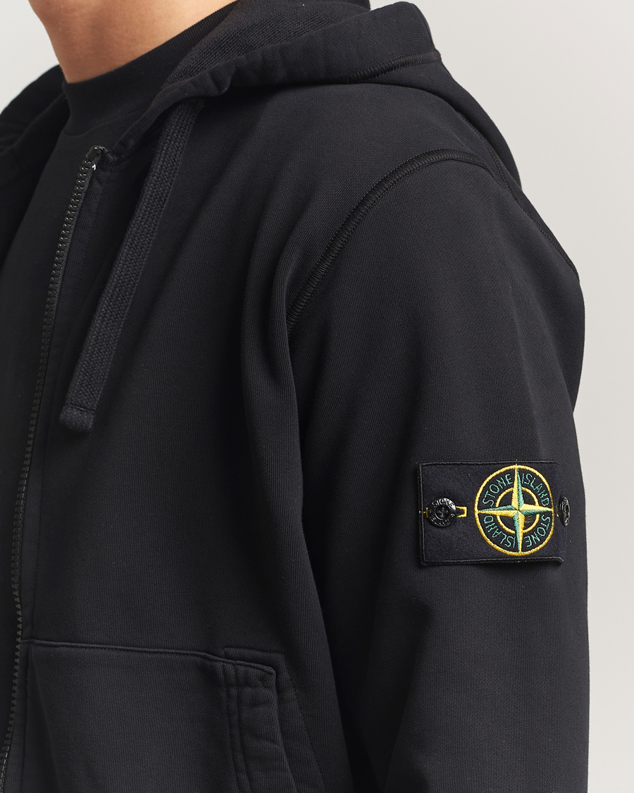 Herr | Tröjor | Stone Island | Garment Dyed Fleece Full-Zip Hood Black