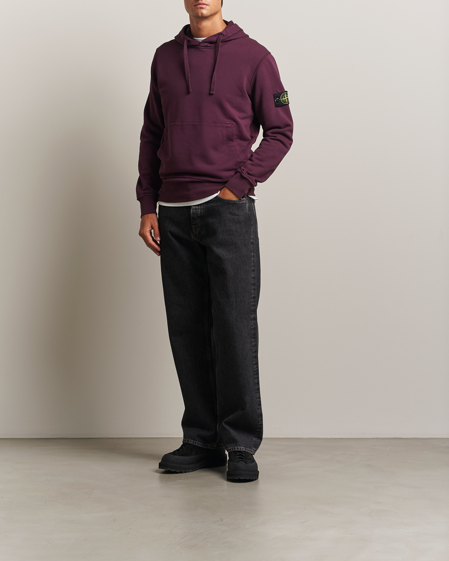 Herr | Tröjor | Stone Island | Garment Dyed Fleece Hood Amaranth