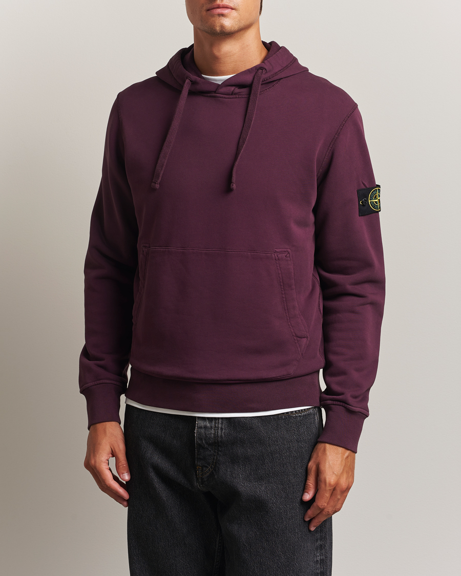 Herr | Tröjor | Stone Island | Garment Dyed Fleece Hood Amaranth