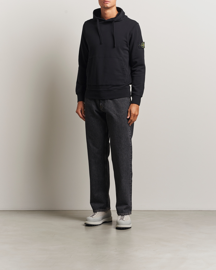 Herr | Tröjor | Stone Island | Garment Dyed Fleece Hood Black