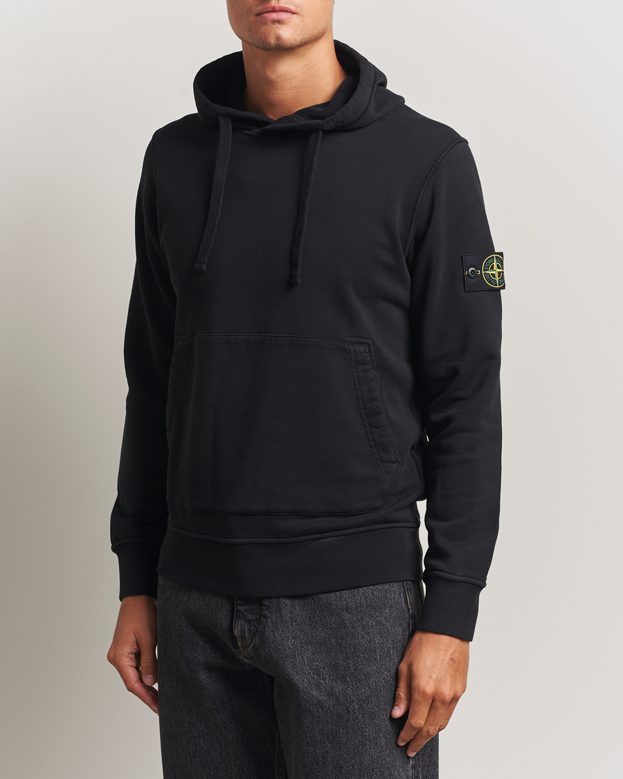 Herr | Tröjor | Stone Island | Garment Dyed Fleece Hood Black