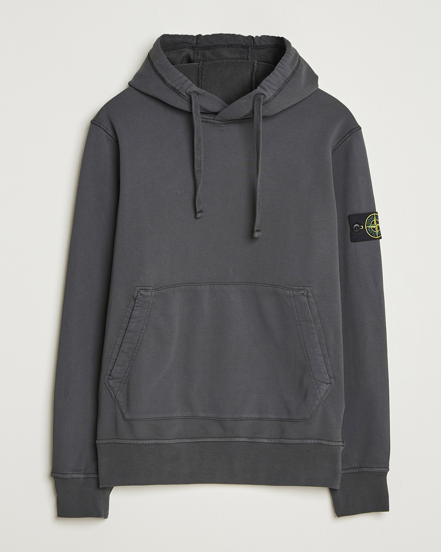 Herr | Tröjor | Stone Island | Garment Dyed Fleece Hood Lead Grey