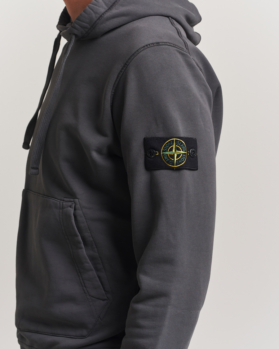 Herr | Tröjor | Stone Island | Garment Dyed Fleece Hood Lead Grey