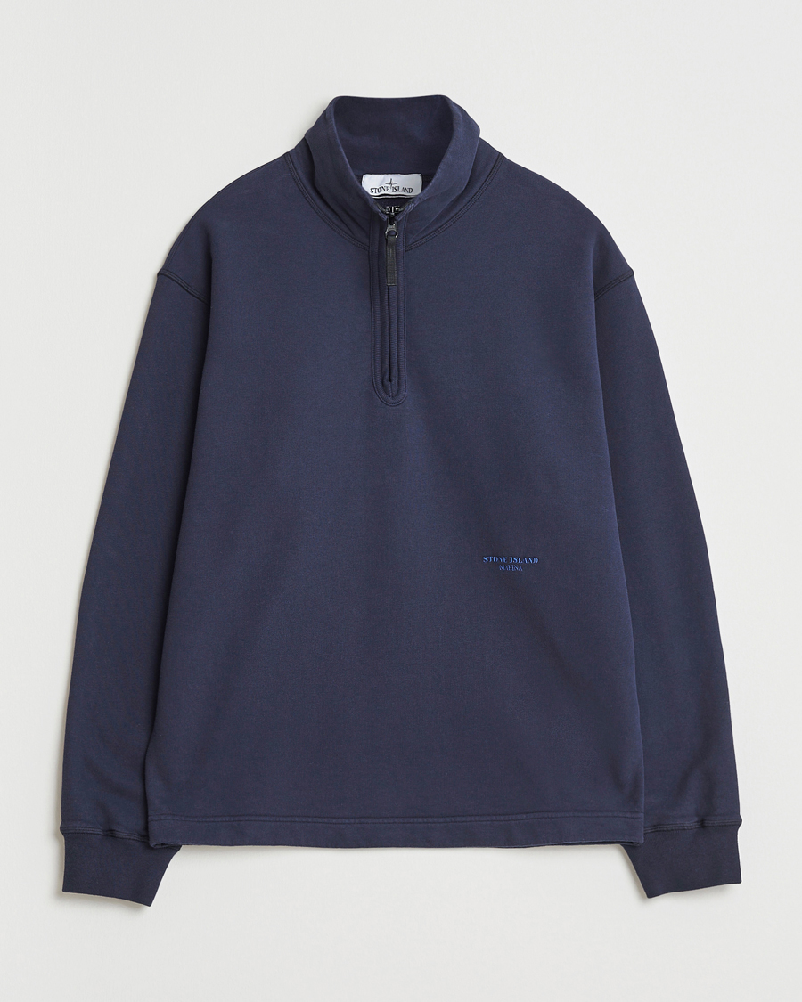 Herr | Tröjor | Stone Island | Marina Brushed Organic Cotton Half-Zip Navy