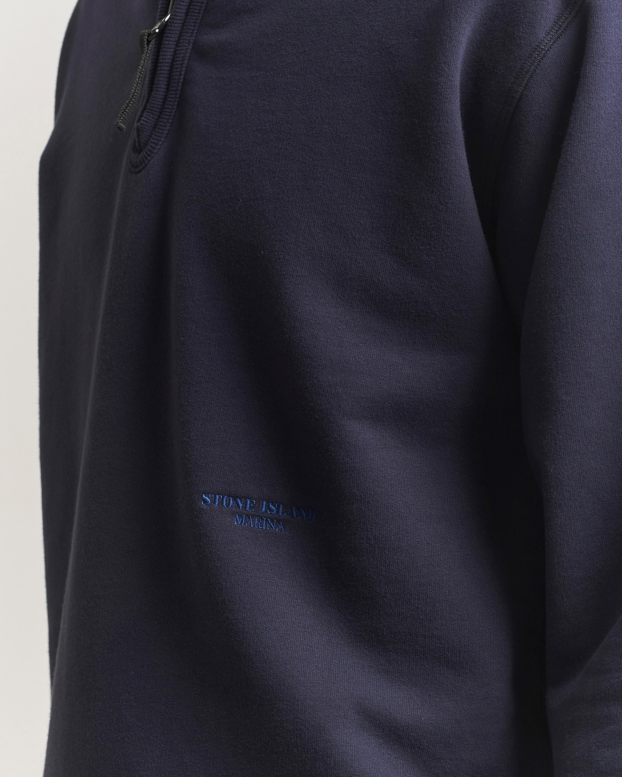 Herr | Tröjor | Stone Island | Marina Brushed Organic Cotton Half-Zip Navy