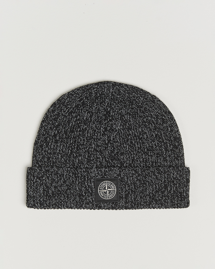 Herr | Mössor | Stone Island | Reflective Cotton Knit Beanie Black Melange