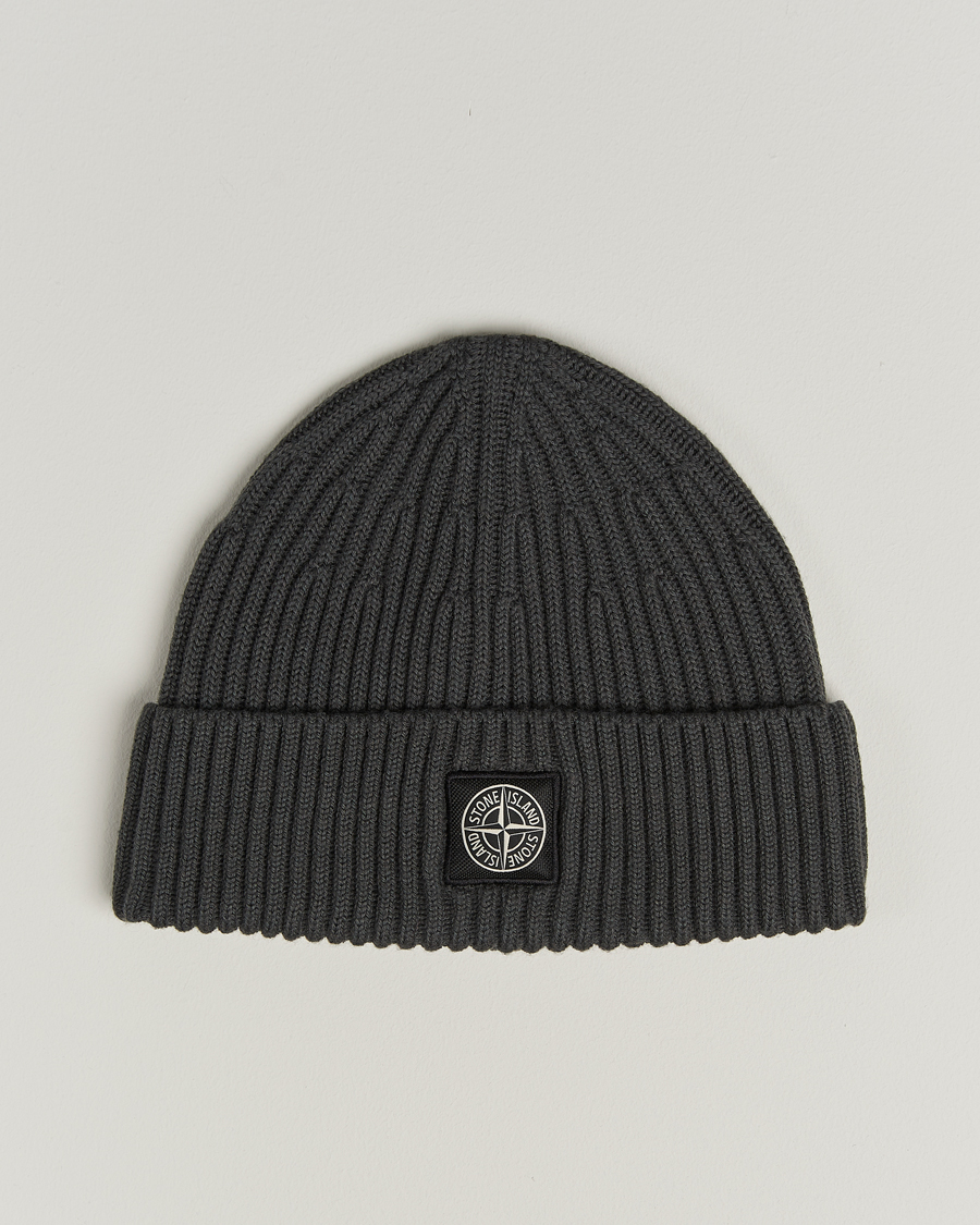 Herr | Stone Island Full Rib Wool Beanie Lead Grey | Stone Island | Full Rib Wool Beanie Lead Grey