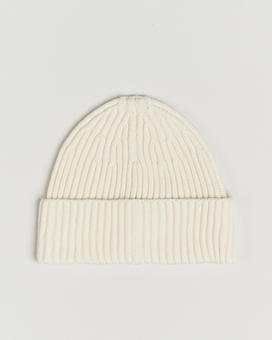 Herr | Stone Island Full Rib Wool Beanie Ivory | Stone Island | Full Rib Wool Beanie Ivory