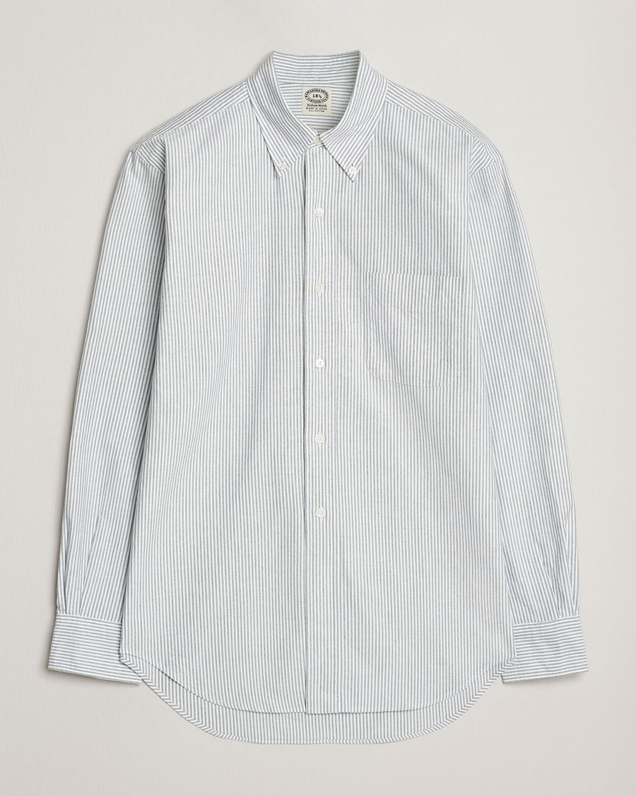 Herr | Skjortor | Kamakura Shirts | Vintage Ivy Oxford Button Down Shirt Green Stripe