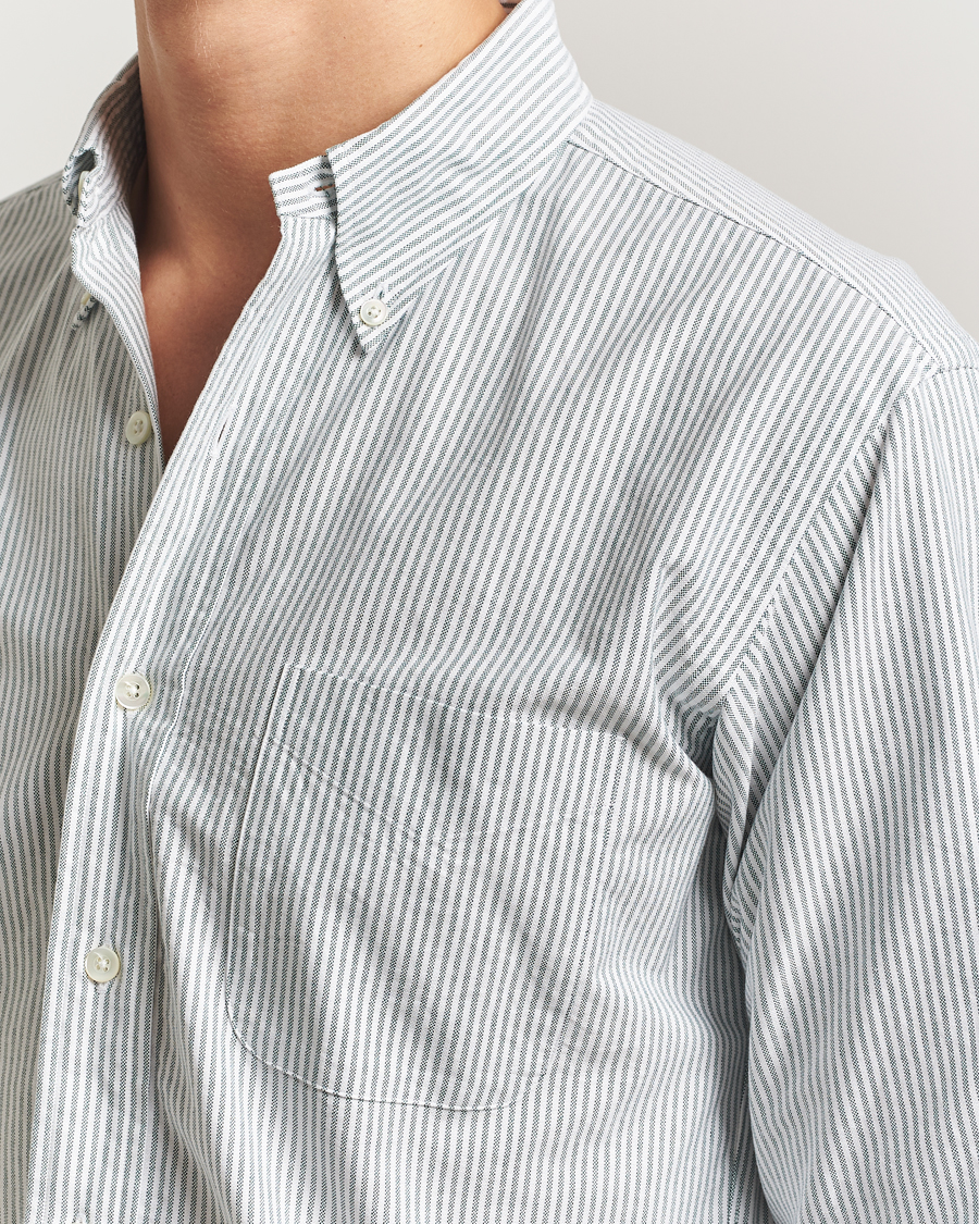 Herr | Skjortor | Kamakura Shirts | Vintage Ivy Oxford Button Down Shirt Green Stripe