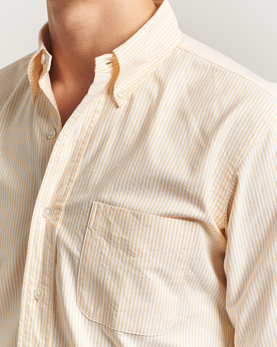 Herr | Skjortor | Kamakura Shirts | Vintage Ivy Oxford Button Down Shirt Yellow Stripe