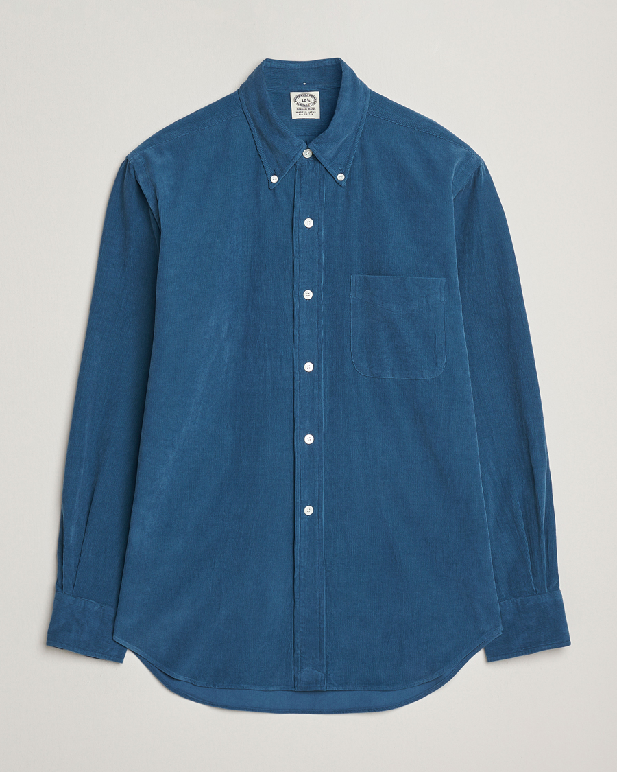 Herr | Skjortor | Kamakura Shirts | Vintage Ivy Needle Cord Shirt Smoke Blue
