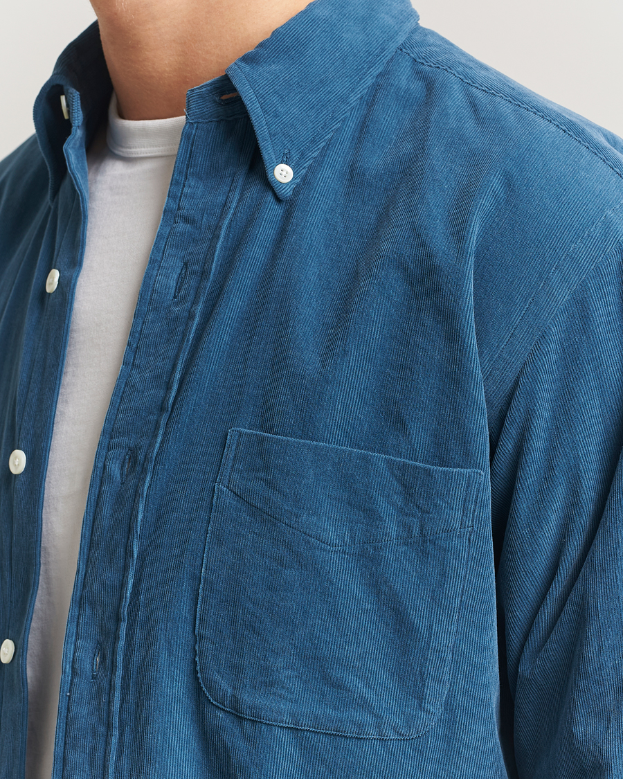 Herr | Skjortor | Kamakura Shirts | Vintage Ivy Needle Cord Shirt Smoke Blue