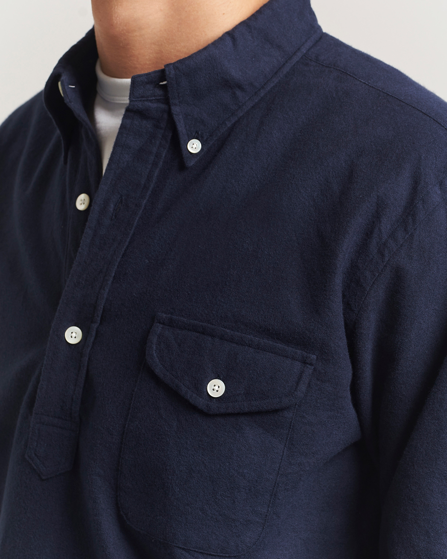 Herr | Skjortor | Kamakura Shirts | Vintage Ivy Oxford Popover Shirt Navy