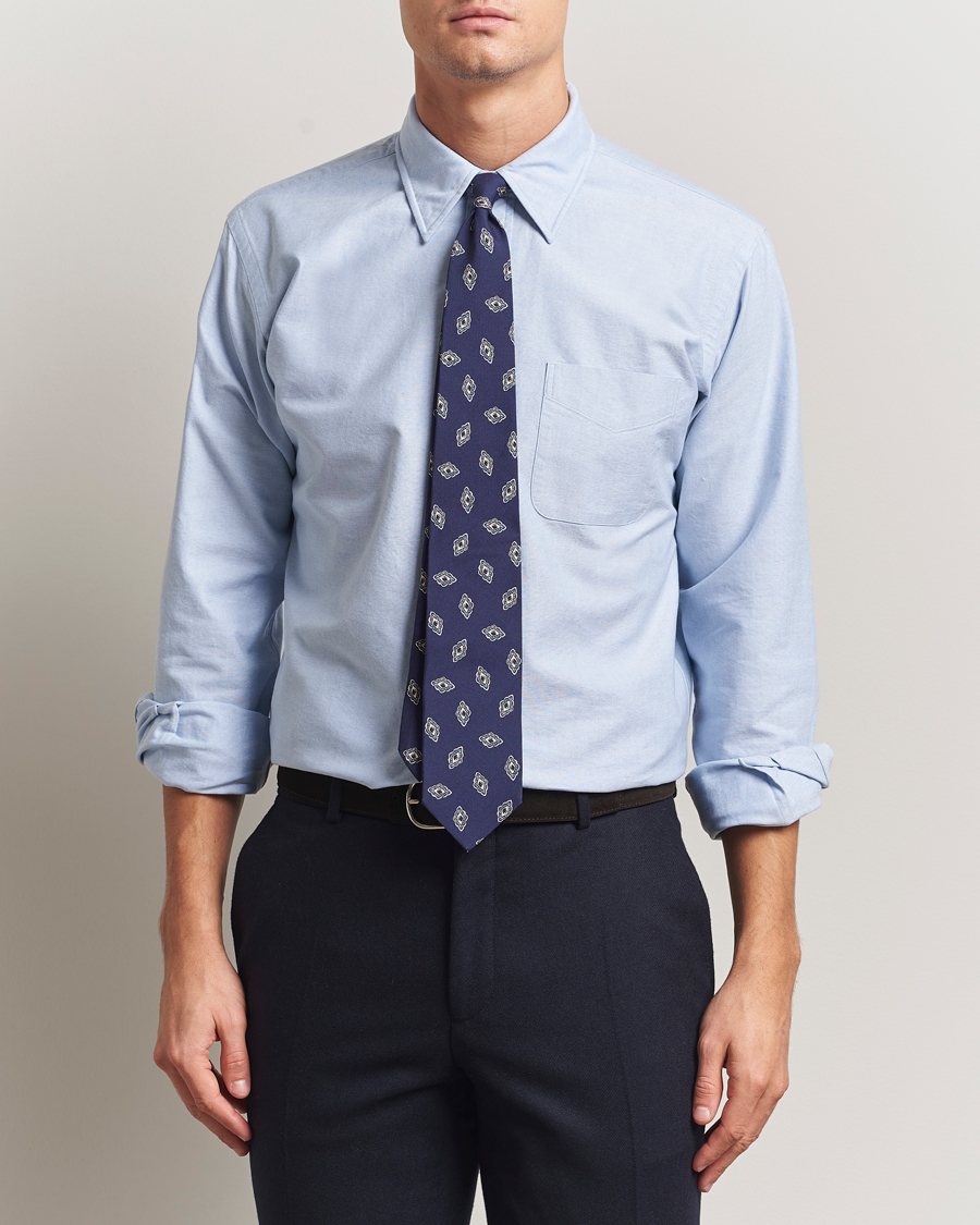 Herr | Skjortor | Kamakura Shirts | Vintagy Ivy Straight Collar Oxford Shirt Light Blue