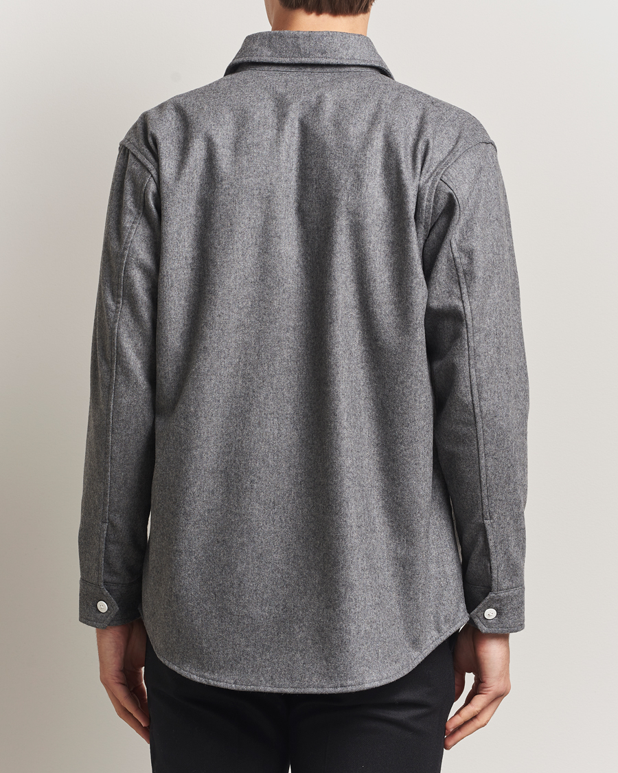 Herr | Skjortor | Kamakura Shirts | Wool Flannel CPO Shirt Grey Melange