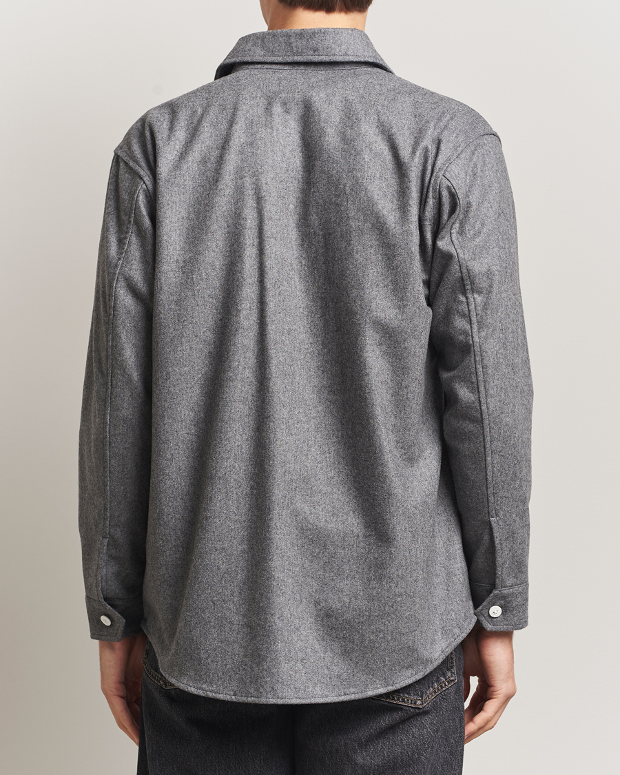 Herr | Skjortor | Kamakura Shirts | Wool Flannel CPO Shirt Grey Melange
