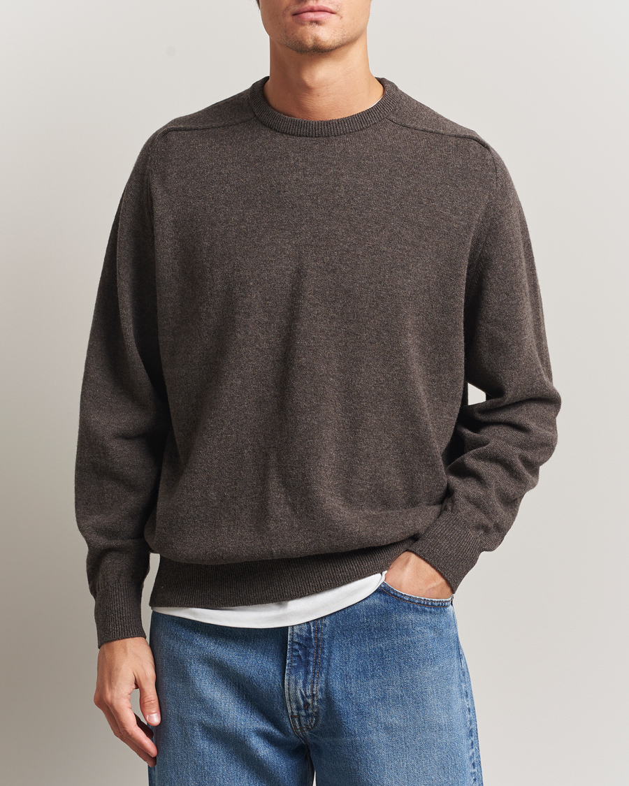 Herr | Tröjor | orSlow | Simple Crew Neck Sweater Brown