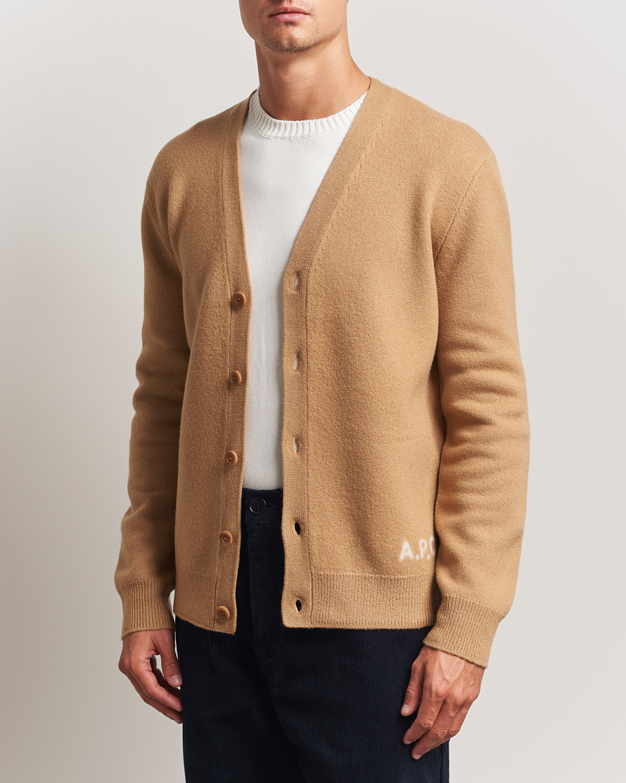 Herr | Tröjor | A.P.C. | Kenny Wool Knitted Cardigan Camel