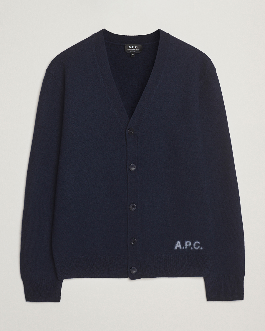 Herr | Tröjor | A.P.C. | Kenny Wool Knitted Cardigan Dark Navy