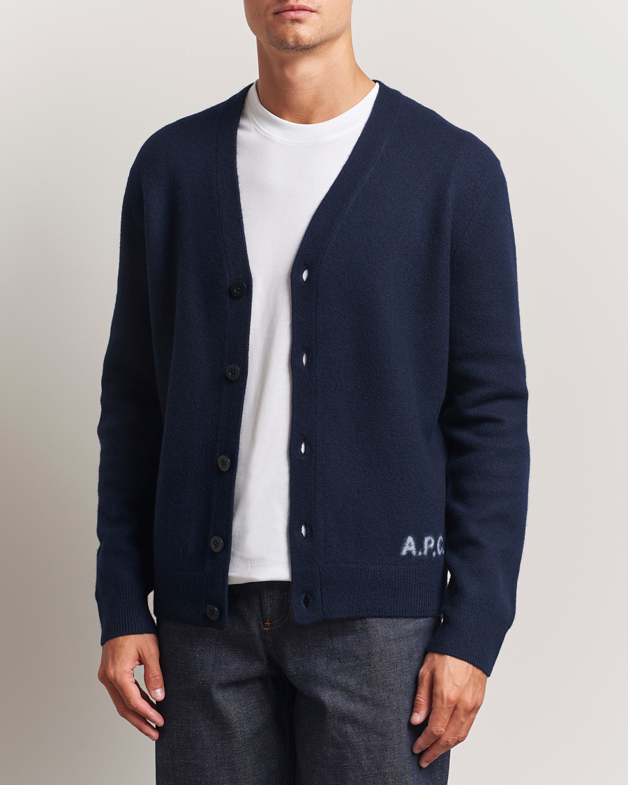 Herr | Tröjor | A.P.C. | Kenny Wool Knitted Cardigan Dark Navy