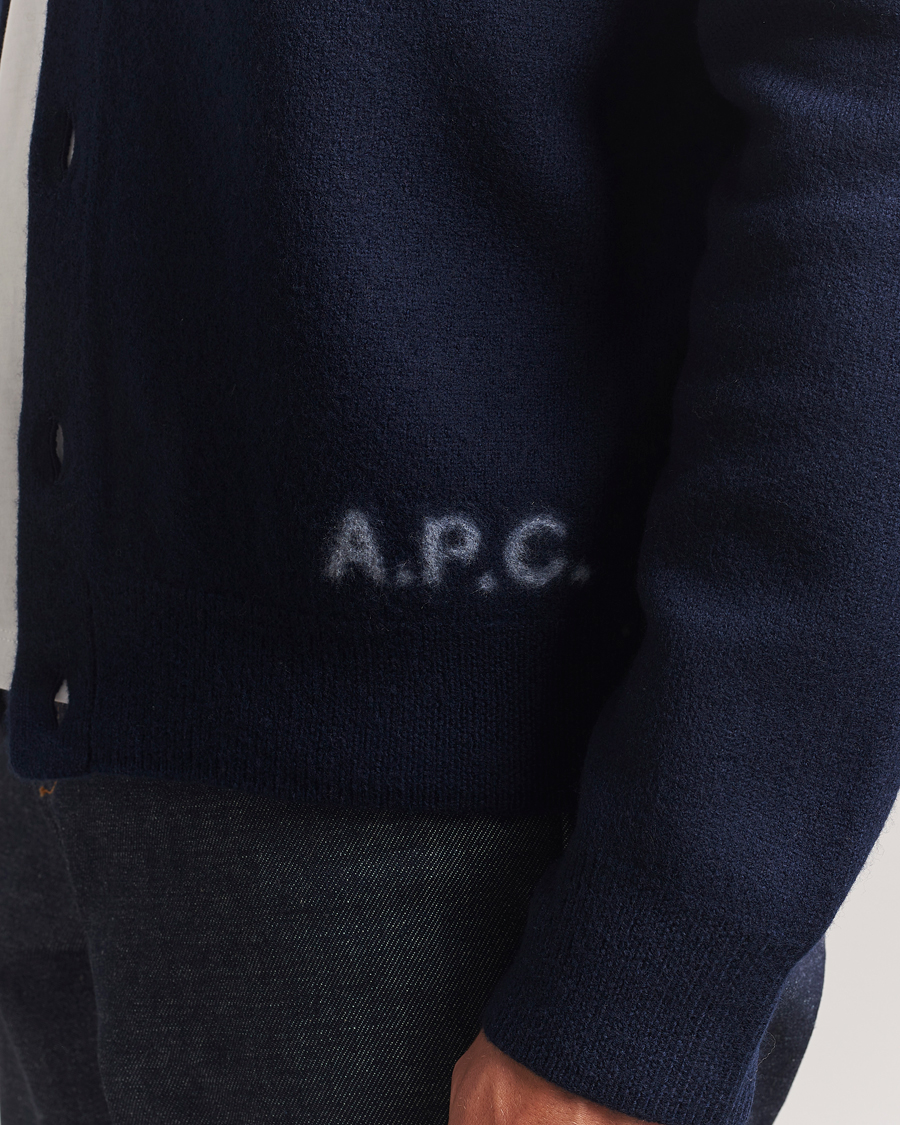 Herr | Tröjor | A.P.C. | Kenny Wool Knitted Cardigan Dark Navy