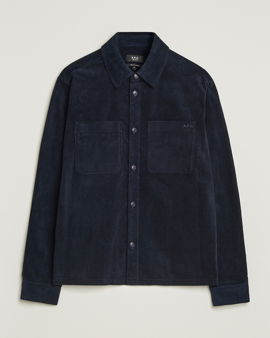 Herr | Skjortor | A.P.C. | Leon Corduroy Overshirt Dark Navy