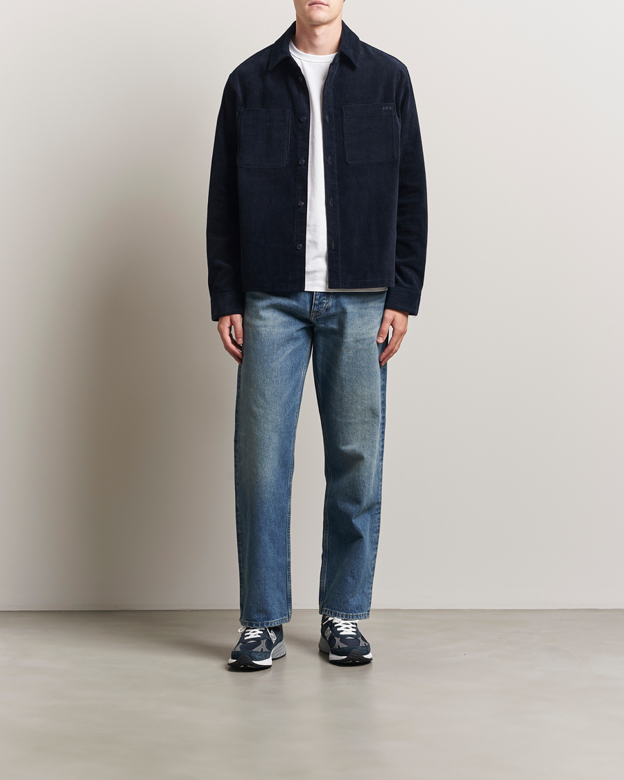 Herr | Skjortor | A.P.C. | Leon Corduroy Overshirt Dark Navy