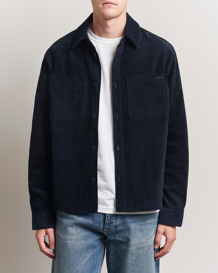 Herr | Skjortor | A.P.C. | Leon Corduroy Overshirt Dark Navy