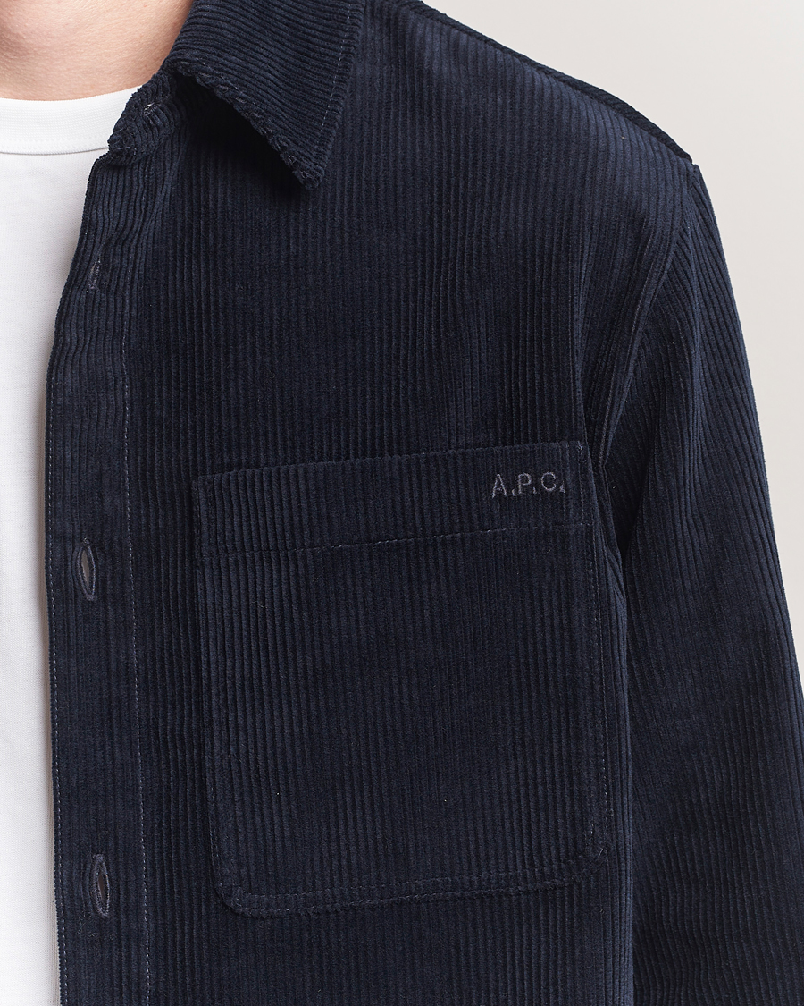 Herr | Skjortor | A.P.C. | Leon Corduroy Overshirt Dark Navy