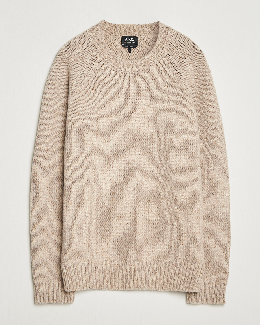 Herr | Tröjor | A.P.C. | Harris Wool Knitted Sweater Beige