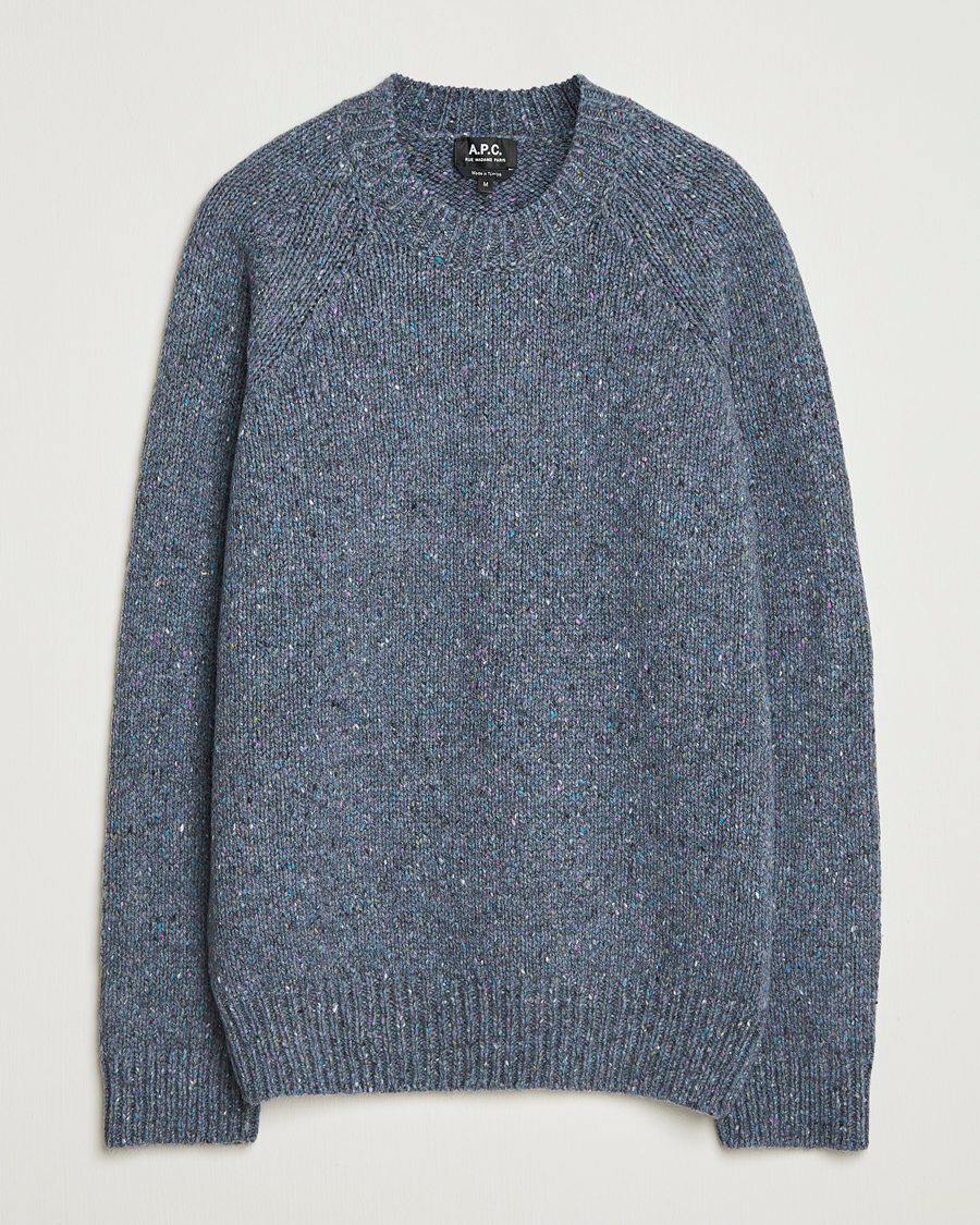 Herr | Tröjor | A.P.C. | Harris Wool Knitted Sweater Blue Grey