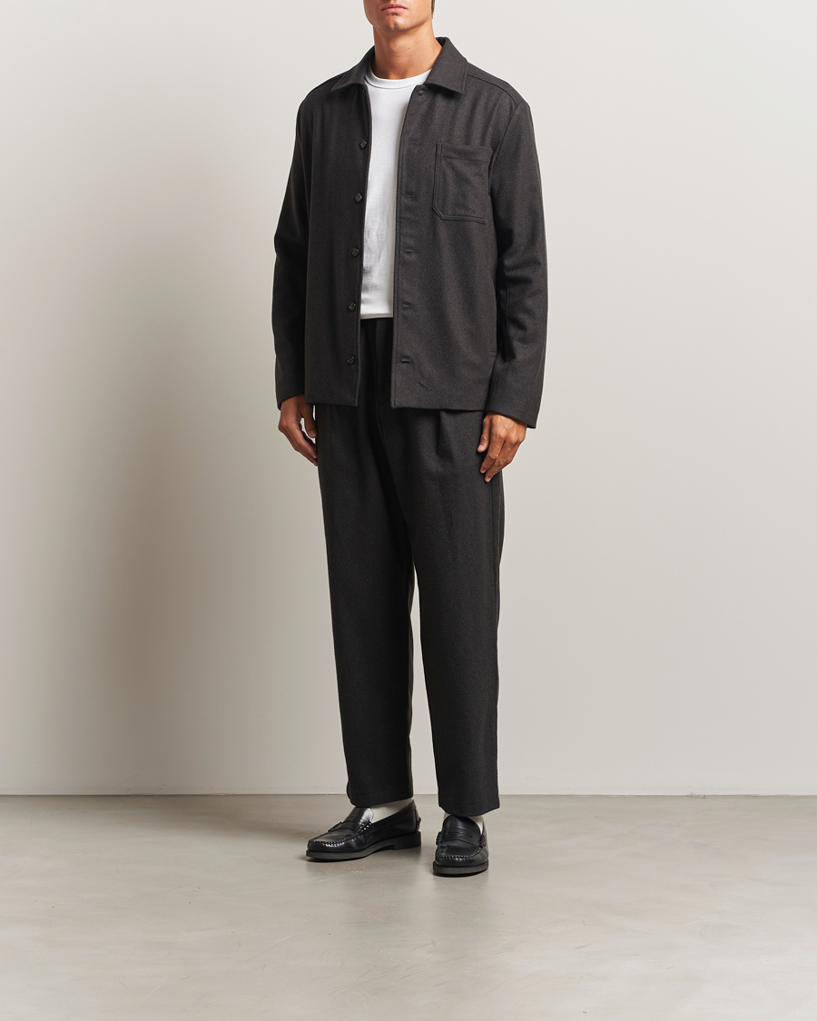 Herr | Jackor | A.P.C. | Jamie Wool Flannel Shirt Jacket Dark Brown
