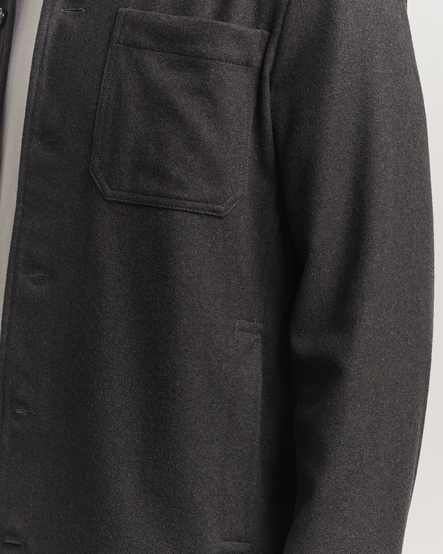 Herr | Jackor | A.P.C. | Jamie Wool Flannel Shirt Jacket Dark Brown