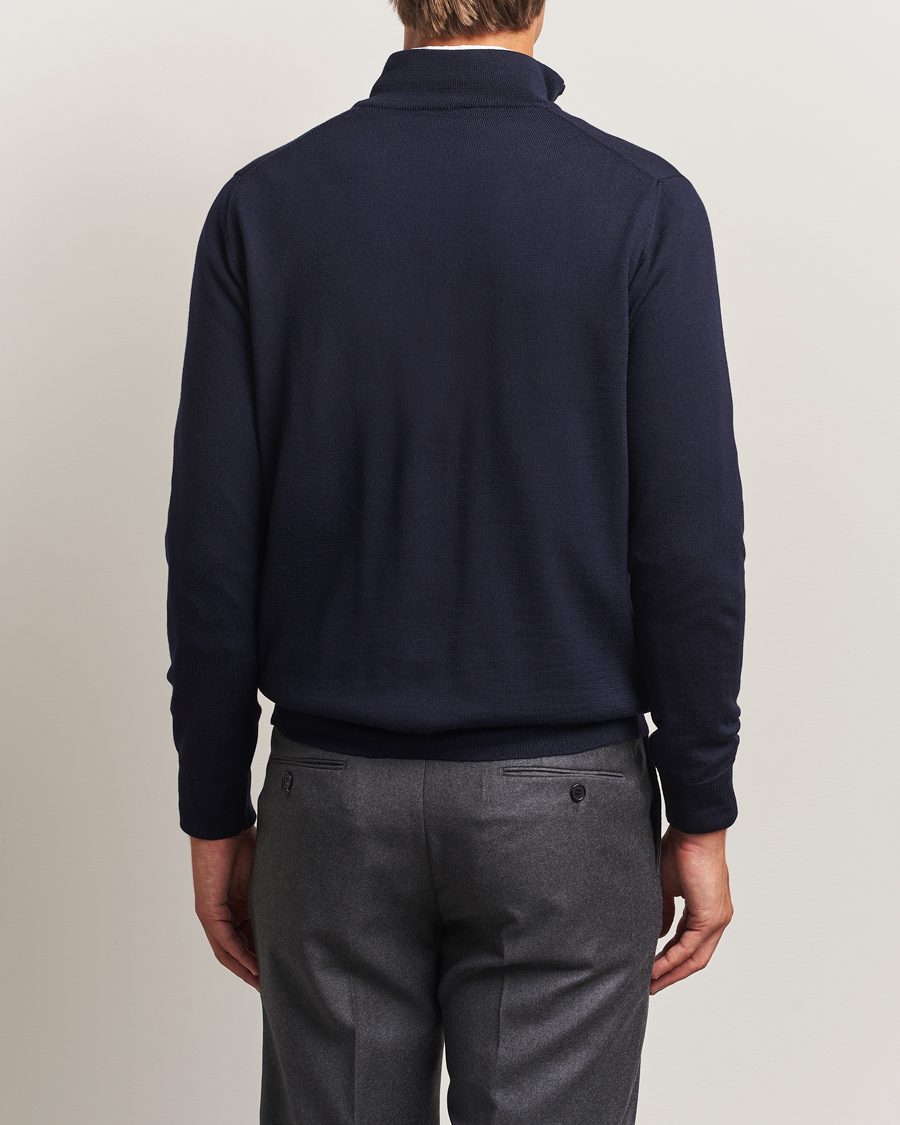 Herr | Tröjor | Morgano | Extra Fine Merino Wool Half-Zip Navy