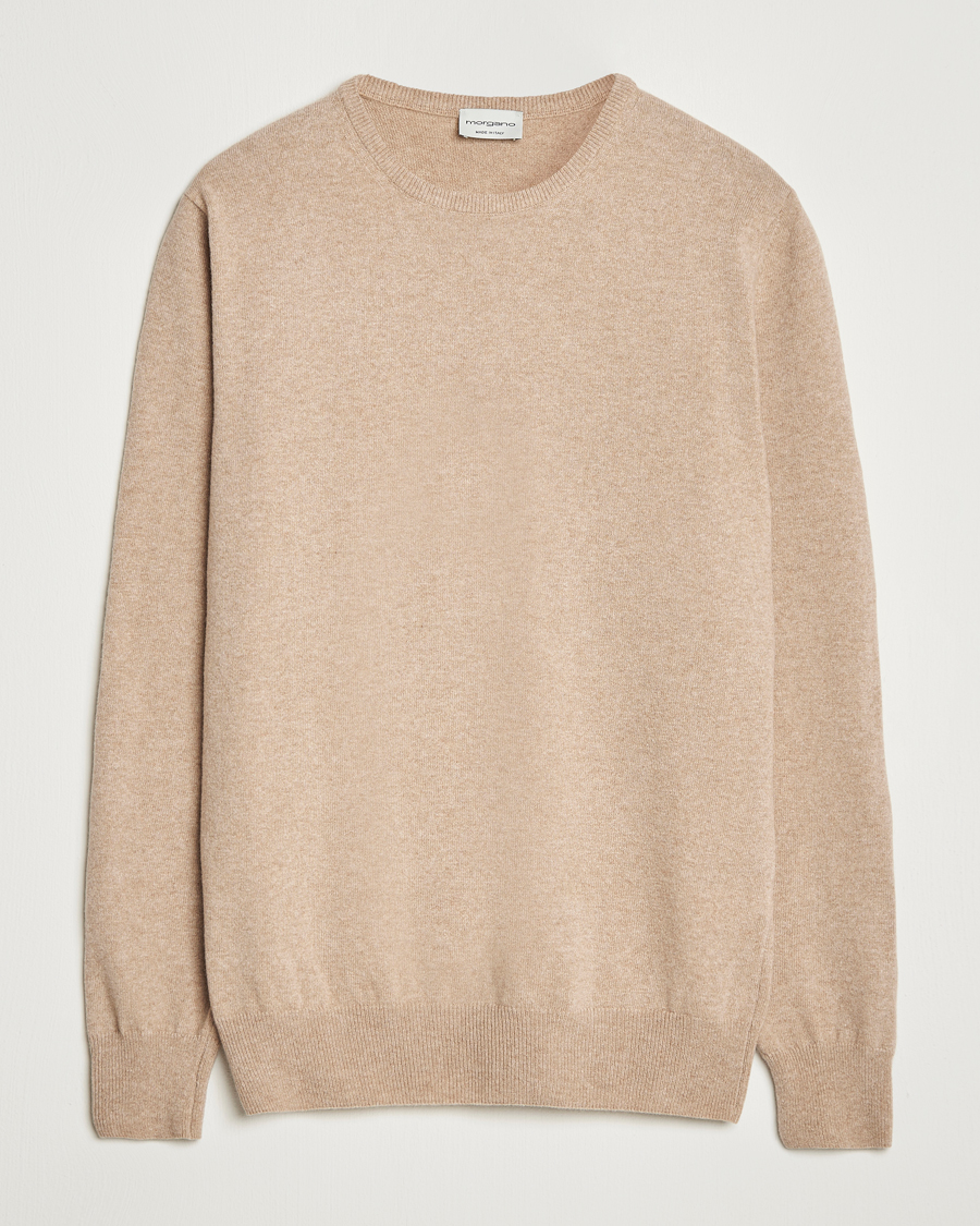Herr | Tröjor | Morgano | Wool/Cashmere Crewneck Beige